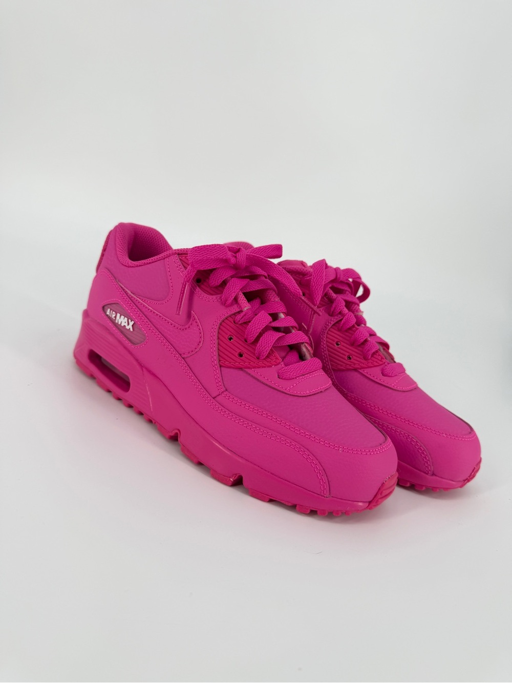 Nike Air Max 90 GS Triple Pink Hyper Pink 4.5Y Womens 6 Barbiecore Laser Fuchsia